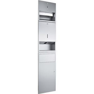 built-in paper towel dispenser / stainless steel / with trash can / with liquid soap dispenser