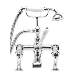 bathtub double-handle mixer tap / deck-mounted / chrome / nickel