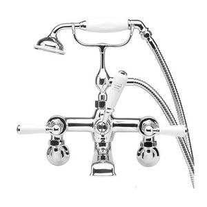 bathtub double-handle mixer tap / wall-mounted / nickel / chrome