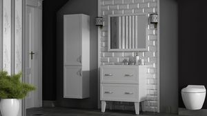 free-standing washbasin cabinet / ceramic / classic / with shelves