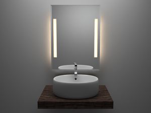 wall-mounted mirror / contemporary / rectangular / illuminated