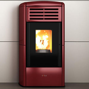 pellet heating stove / contemporary / steel / cast iron