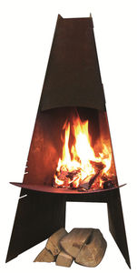 wood-burning fireplace / contemporary / open hearth / central