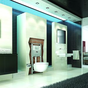 built-in toilet tank