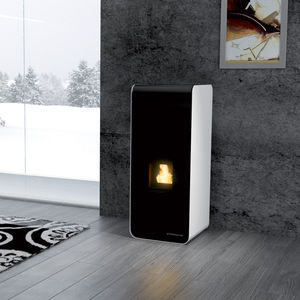 pellet heating stove / contemporary / steel