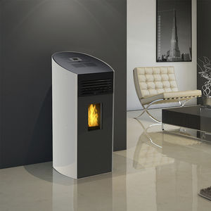 pellet heating stove / contemporary / steel