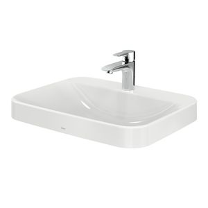 countertop washbasin / rectangular / ceramic / contemporary