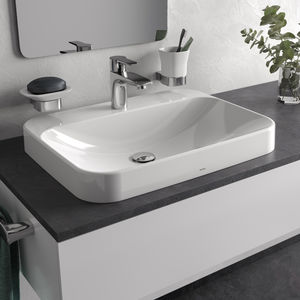 countertop washbasin / rectangular / ceramic / contemporary