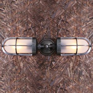 industrial style wall light / outdoor / brass / glass