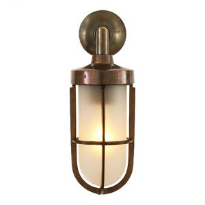 industrial style wall light / outdoor / brass / glass