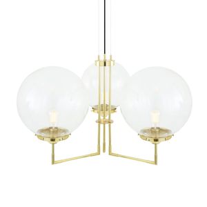 traditional chandelier / glass / polished brass / wire