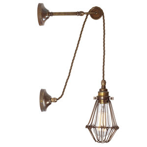 industrial style wall light / brass / steel / halogen