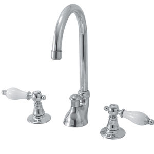 double-handle washbasin mixer tap / free-standing / brass / bathroom