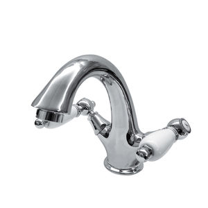 double-handle washbasin mixer tap / free-standing / brass / bathroom