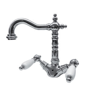 double-handle washbasin mixer tap / free-standing / brass / bathroom