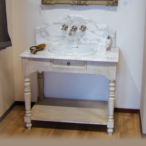 free-standing washbasin cabinet / wooden / ceramic / traditional