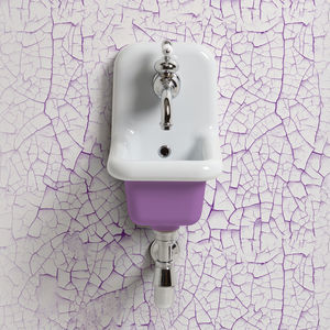 wall-mounted washbasin / square / ceramic / traditional