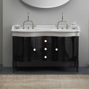 double washbasin cabinet / free-standing / wooden / traditional
