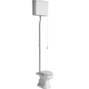 free-standing toilet / ceramic / with high tank