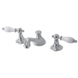 double-handle washbasin mixer tap / free-standing / brass / bathroom