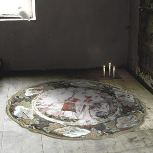contemporary rug / patterned / polyamide / round