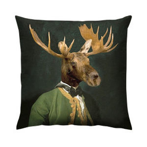 square cushion / animal motif / cotton