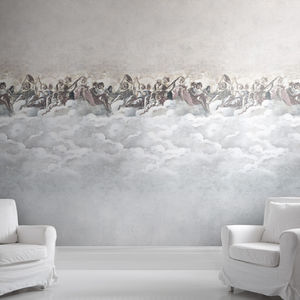 traditional wallpaper / patterned / concrete look / gray