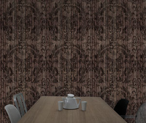 contemporary wallpaper / damask / wood look / printed