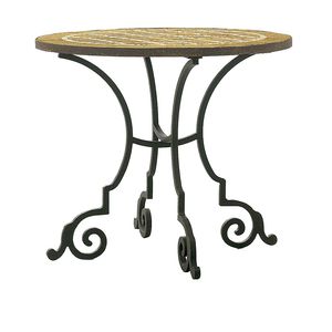 classic side table / wooden / wrought iron / round