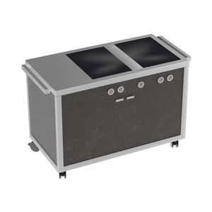 mobile kitchen / contemporary / stainless steel / with handles