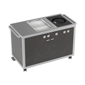 mobile kitchen / contemporary / stainless steel / with handles