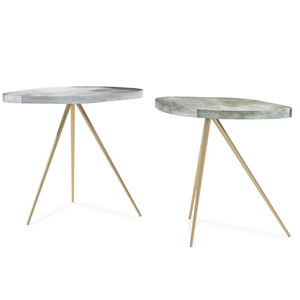 contemporary side table / brass / parchment / commercial