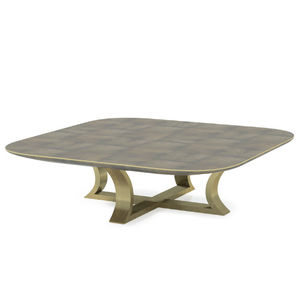 contemporary coffee table / brass / parchment / square