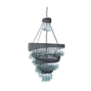 pendant lamp / original design / iron / glass