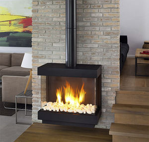 gas heating stove / contemporary / metal / wall-mounted