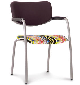 contemporary visitor chair / with armrests / upholstered / stackable