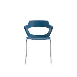 contemporary visitor chair / chrome / plastic / with armrests