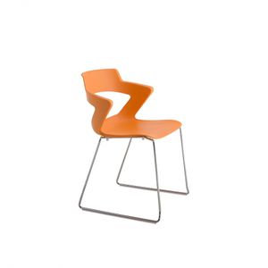 contemporary visitor chair / chrome / plastic / with armrests