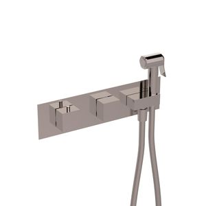 shower mixer tap / wall-mounted / chromed metal / thermostatic