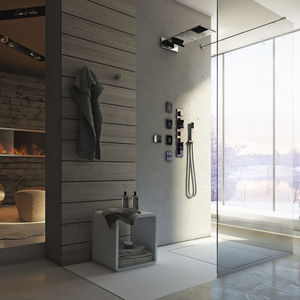 wall-mounted shower head / rectangular / rain / with chromotherapy
