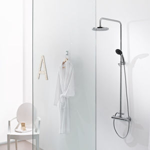 wall-mounted shower set / contemporary / thermostatic / with fixed-column shower head