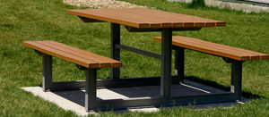 contemporary table / metal / recycled plastic / hardwood