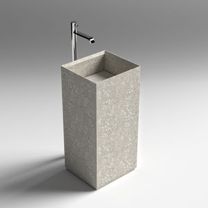 free-standing washbasin / square / natural stone / contemporary