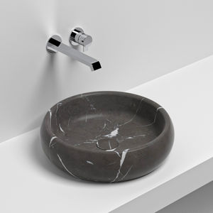 countertop washbasin / round / natural stone / contemporary
