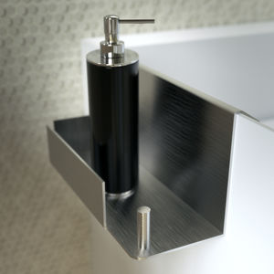 1-bar towel rack / wall-mounted / steel / with soap dish