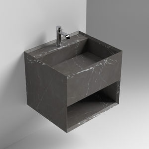 wall-mounted washbasin / rectangular / natural stone / contemporary