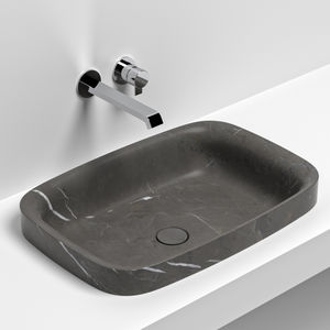 semi-recessed washbasin / natural stone / stainless steel / contemporary