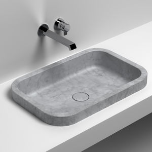 built-in washbasin / rectangular / natural stone / contemporary