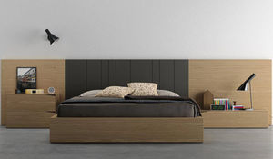 double bed / contemporary / with headboard / with integrated bedside table