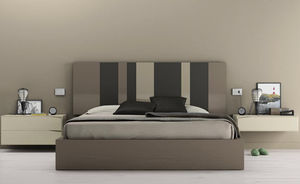 double bed / contemporary / with headboard / integrated bedside table